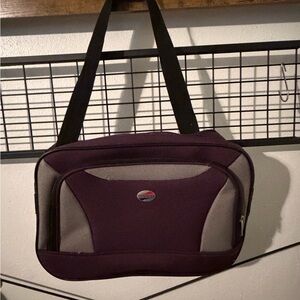 American Tourister Travel Shoulder Bag in Dark Purple and Gray